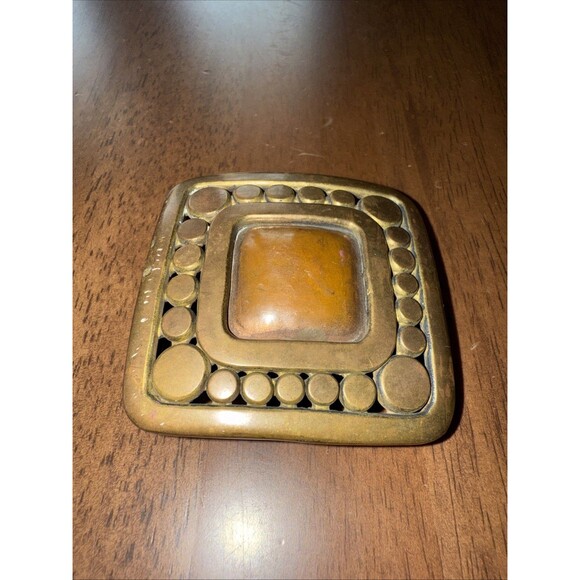 Rich Vintage Character Brass Belt Buckle Artisan Made Brutalist Mid Century - Picture 3 of 8